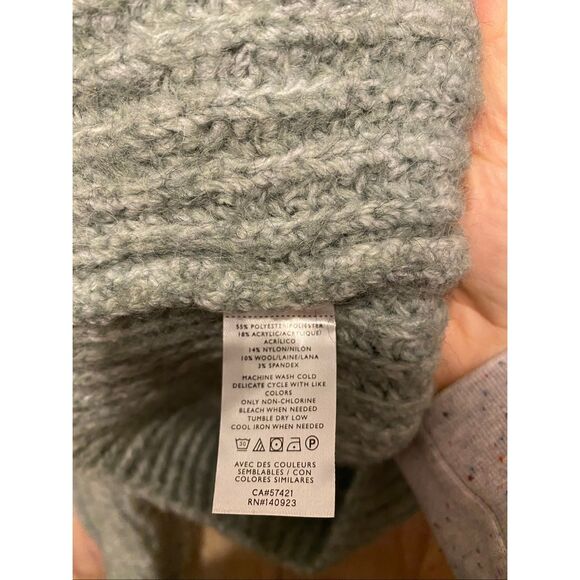 Loft Small wool blend knit sweater grey/green women’s top winter cozy - Picture 4 of 6